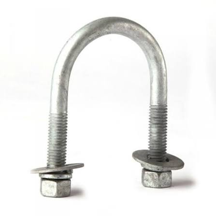 Galvanised round U-bolt with washers and hex nuts