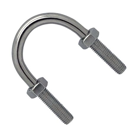 Stainless steel U-bolt with hex nuts for marine use